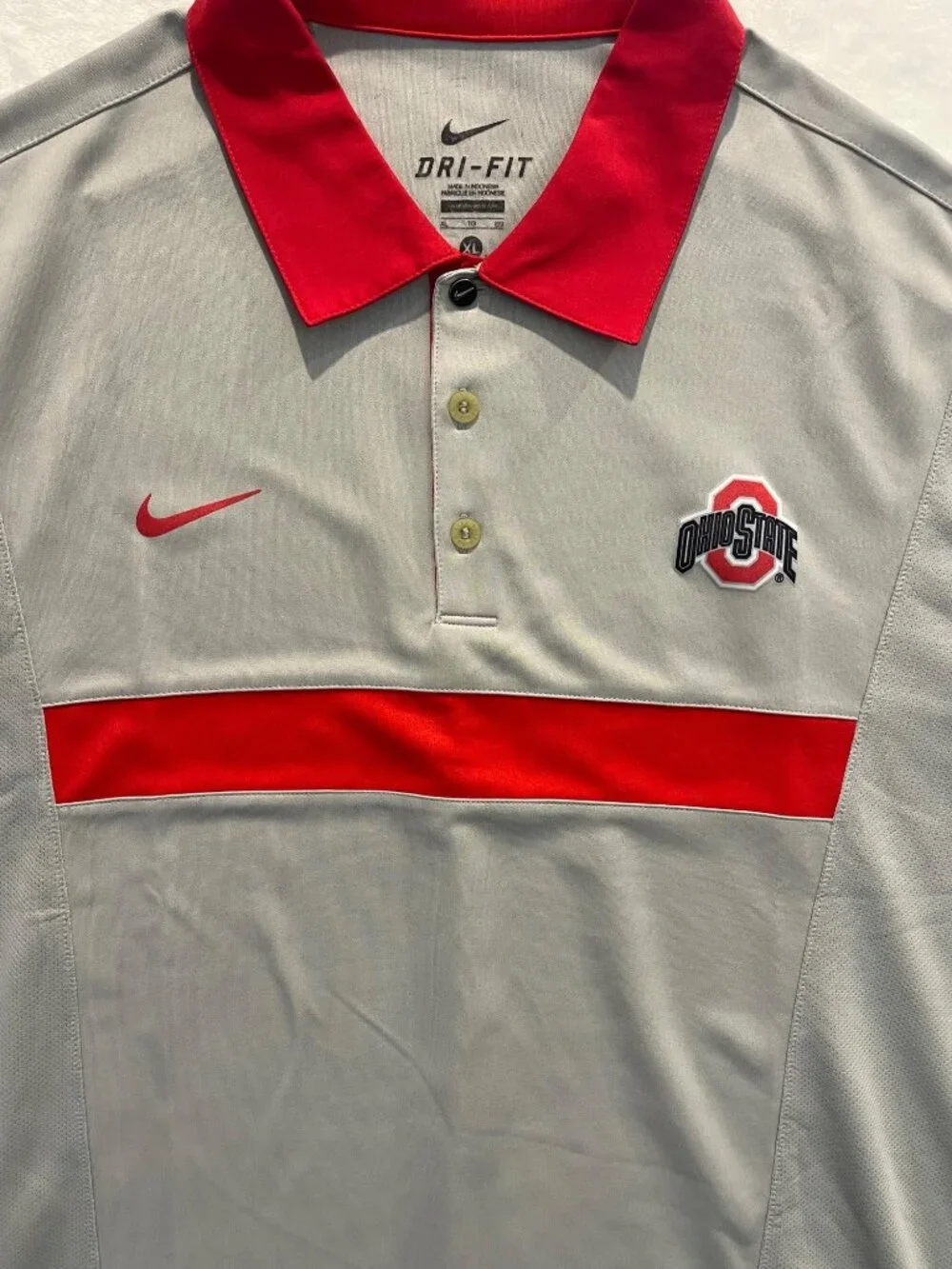 Nike Dri-Fit Ohio State Buckeyes Polo Gray SS Men's XL